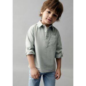 NWOT MANGO Mint Green Chest-Pocket Cotton Long Sleeve Top Baby Kids 18-24 Months